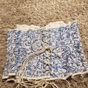 Tops - Blue & White Corset, Size 34 - Steel Boning Tops - Blue & White Corset, Size 34 - Steel Boning